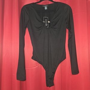 Chic Black Long Sleeve Bodysuit